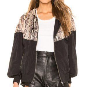Black Snakeskin Zip Windbreaker Jacket